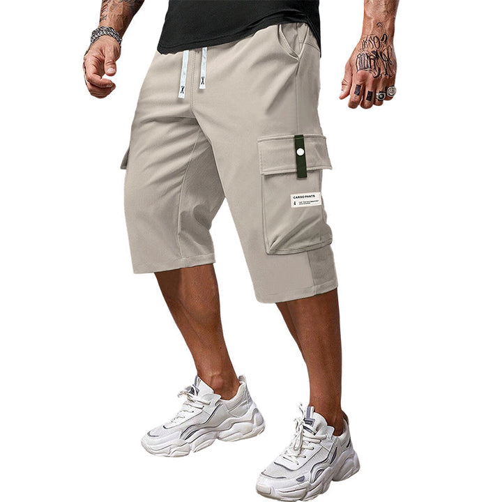 Herren 3/4 Cargo-Hose mit Kordelzug | Knie-lang, locker &amp; atmungsaktiv | Große Cargotaschen für Alltag &amp; Sport | XXS–3XL