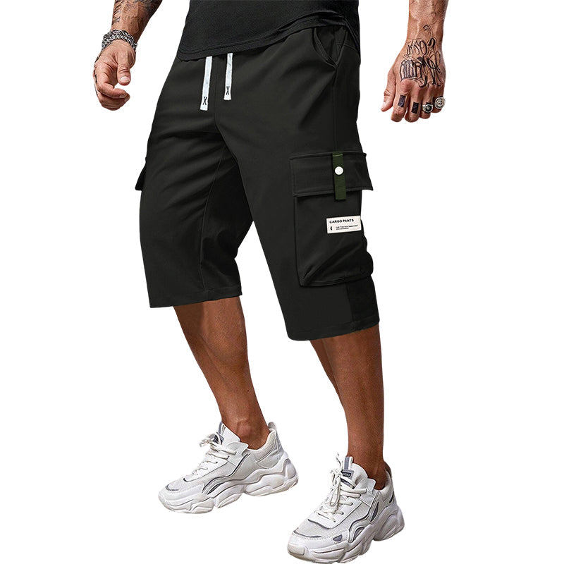 Herren 3/4 Cargo-Hose mit Kordelzug | Knie-lang, locker &amp; atmungsaktiv | Große Cargotaschen für Alltag &amp; Sport | XXS–3XL