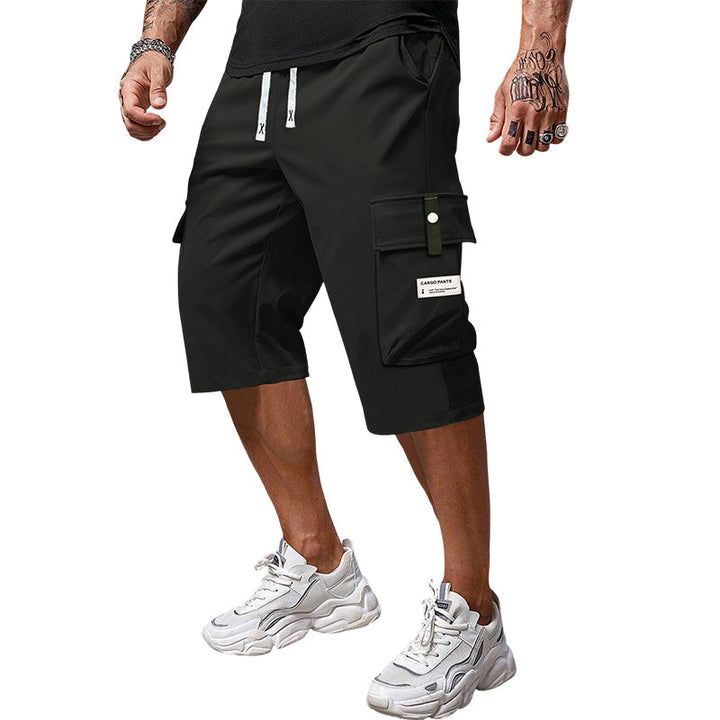 Herren 3/4 Cargo-Hose mit Kordelzug | Knie-lang, locker &amp; atmungsaktiv | Große Cargotaschen für Alltag &amp; Sport | XXS–3XL