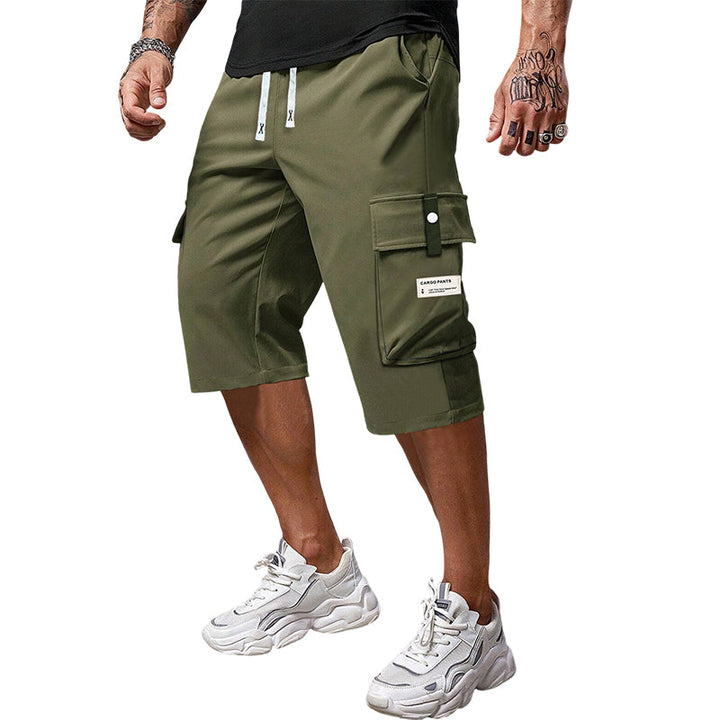Herren 3/4 Cargo-Hose mit Kordelzug | Knie-lang, locker &amp; atmungsaktiv | Große Cargotaschen für Alltag &amp; Sport | XXS–3XL