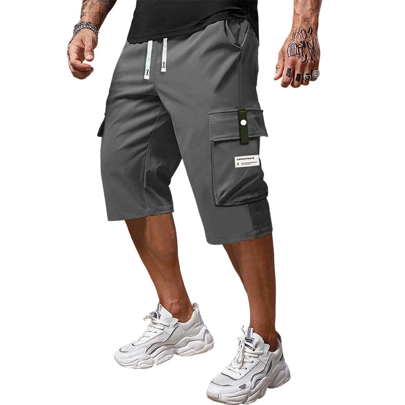 Herren 3/4 Cargo-Hose mit Kordelzug | Knie-lang, locker &amp; atmungsaktiv | Große Cargotaschen für Alltag &amp; Sport | XXS–3XL