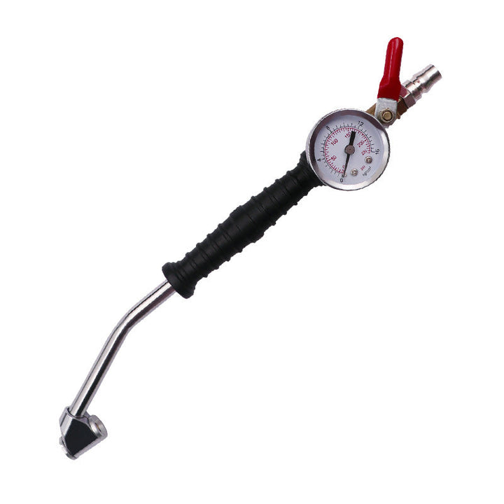 Reifenfüller mit Manometer &amp; Dual-Head Ventilkopf | Präzises Aufpumpen für Auto, Motorrad &amp; Fahrrad | Robuste Legierung, 298 mm