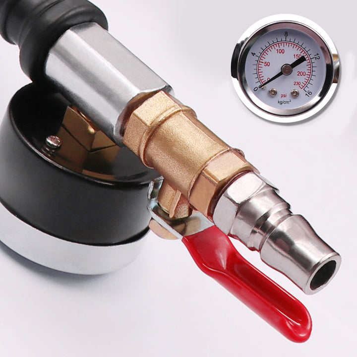 Reifenfüller mit Manometer &amp; Dual-Head Ventilkopf | Präzises Aufpumpen für Auto, Motorrad &amp; Fahrrad | Robuste Legierung, 298 mm