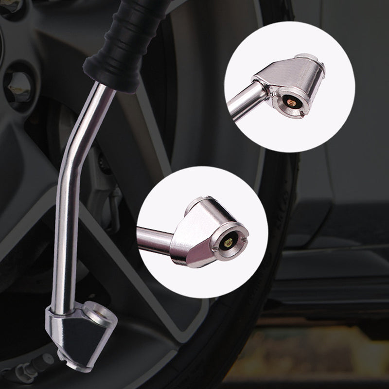 Reifenfüller mit Manometer &amp; Dual-Head Ventilkopf | Präzises Aufpumpen für Auto, Motorrad &amp; Fahrrad | Robuste Legierung, 298 mm