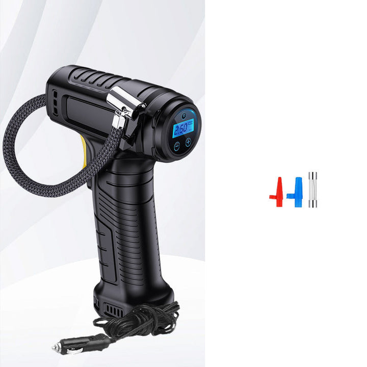 Tragbarer Luftkompressor kabellos mit Digitalanzeige | Auto-Stopp &amp; Druck-Voreinstellung | 35 L/min, LED-Licht | Für Auto, Bike &amp; Ball