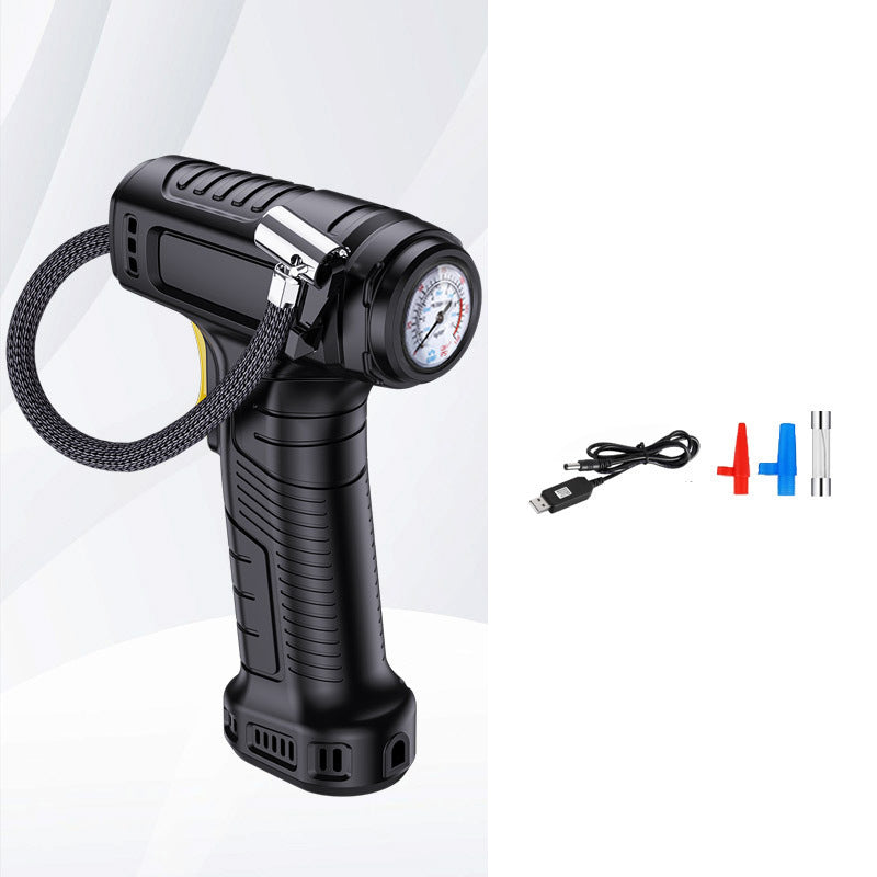 Tragbarer Luftkompressor kabellos mit Digitalanzeige | Auto-Stopp &amp; Druck-Voreinstellung | 35 L/min, LED-Licht | Für Auto, Bike &amp; Ball
