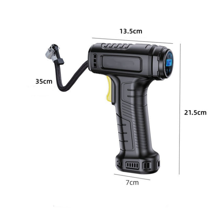 Tragbarer Luftkompressor kabellos mit Digitalanzeige | Auto-Stopp &amp; Druck-Voreinstellung | 35 L/min, LED-Licht | Für Auto, Bike &amp; Ball