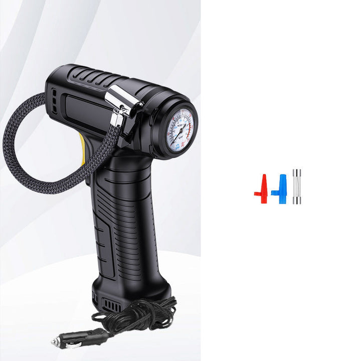 Tragbarer Luftkompressor kabellos mit Digitalanzeige | Auto-Stopp &amp; Druck-Voreinstellung | 35 L/min, LED-Licht | Für Auto, Bike &amp; Ball