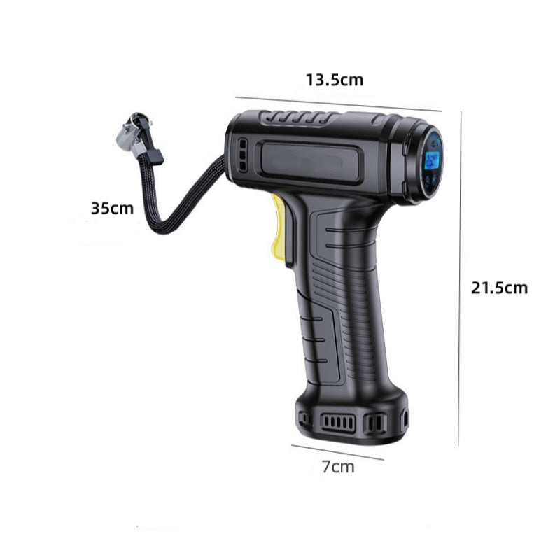 Tragbarer Luftkompressor kabellos mit Digitalanzeige | Auto-Stopp &amp; Druck-Voreinstellung | 35 L/min, LED-Licht | Für Auto, Bike &amp; Ball