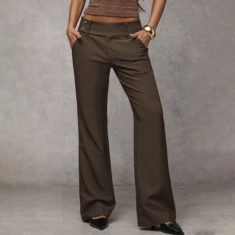 Anzughose Damen | High-Waist-Hose mit ausgestelltem, weitem Bein für Büro und Alltag