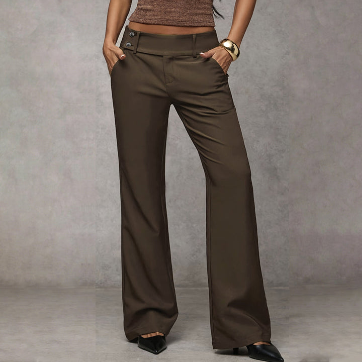 Anzughose Damen | High-Waist-Hose mit ausgestelltem, weitem Bein für Büro und Alltag