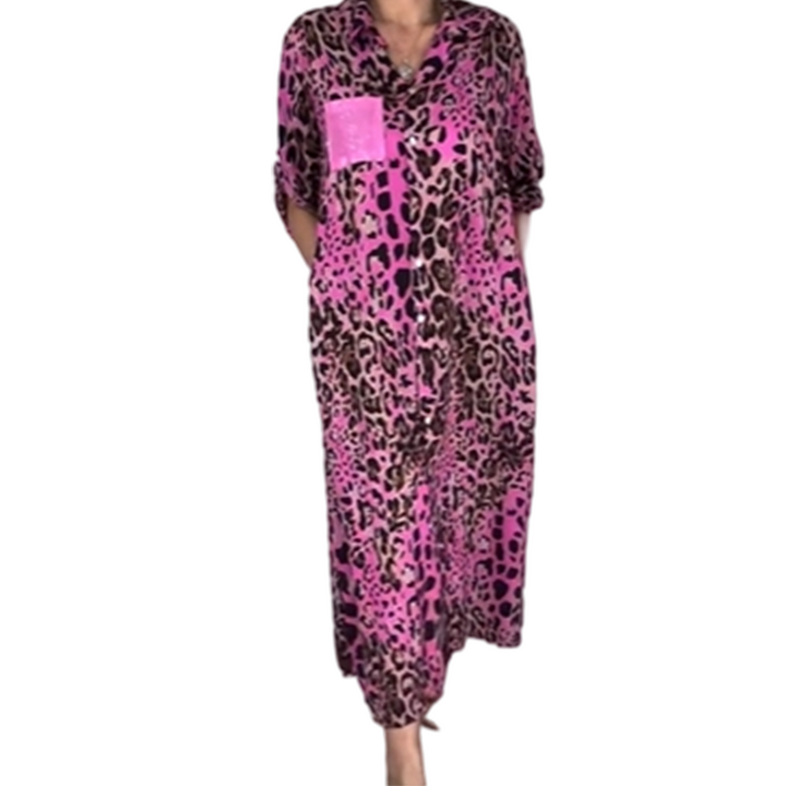 Robe chemise imprimé léopard Juliette | Légère &amp; respirante avec poches | Coupe ample, stylable de multiples façons | S–5XL