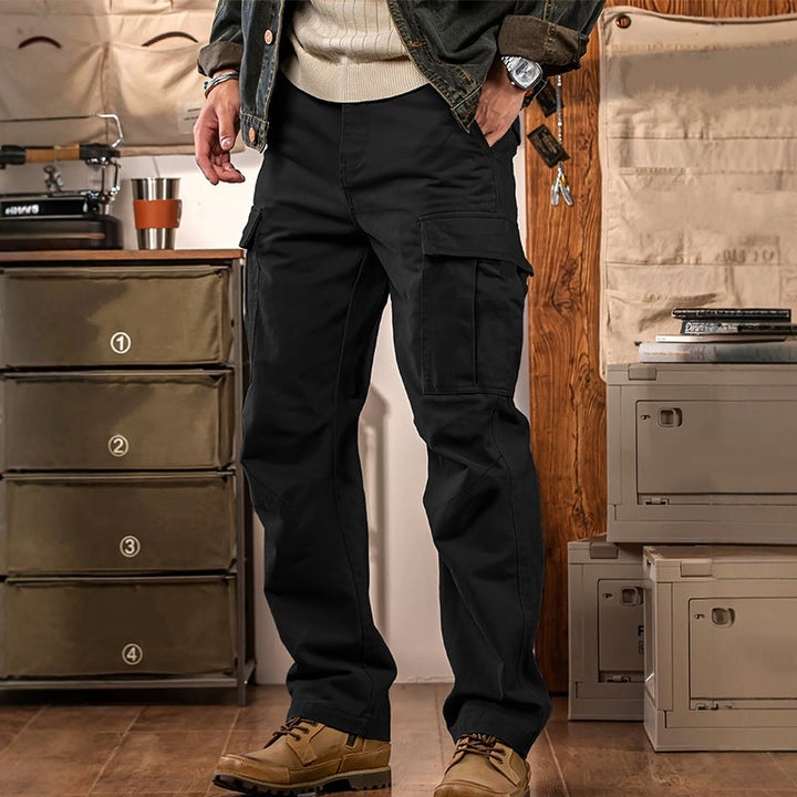 Herren Tactical Cargo Hose mit Multi-Taschen | Robustes, reißfestes Polyester | Lockere Passform, gerader Schnitt | Grau, Schwarz, Khaki