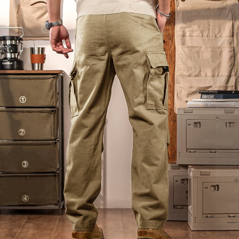 Herren Tactical Cargo Hose mit Multi-Taschen | Robustes, reißfestes Polyester | Lockere Passform, gerader Schnitt | Grau, Schwarz, Khaki
