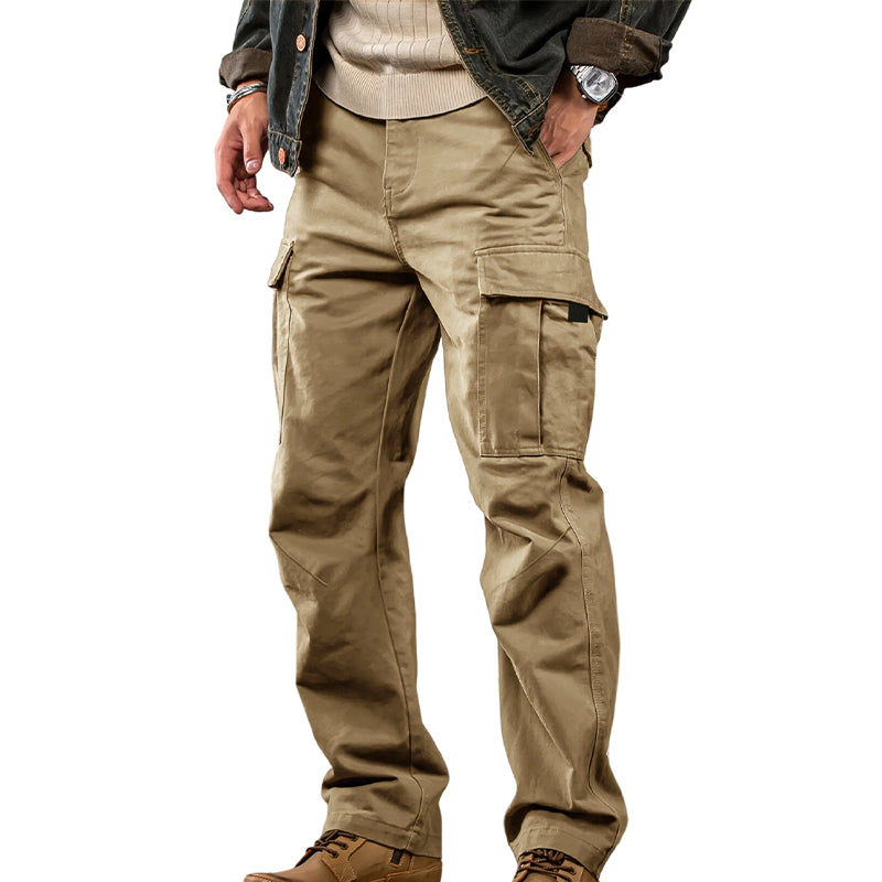 Herren Tactical Cargo Hose mit Multi-Taschen | Robustes, reißfestes Polyester | Lockere Passform, gerader Schnitt | Grau, Schwarz, Khaki