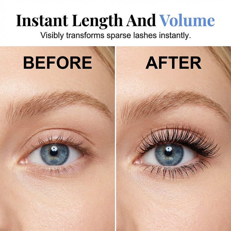 Waterproof mascara for volume &amp; length | Smudge-proof, flake-free &amp; quick-drying | Curved brush for lift | Black 4 g