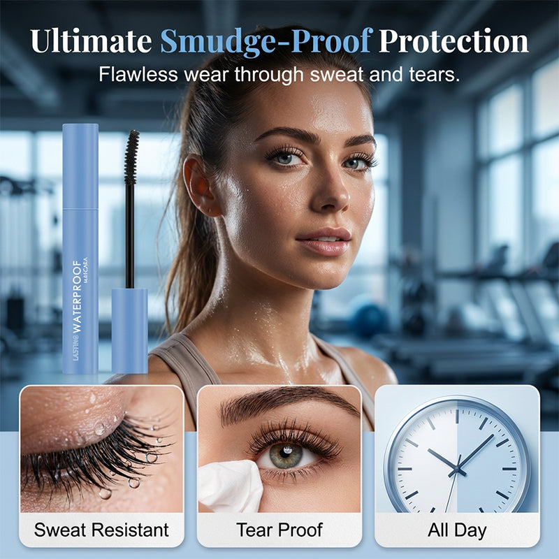 Waterproof mascara for volume &amp; length | Smudge-proof, flake-free &amp; quick-drying | Curved brush for lift | Black 4 g