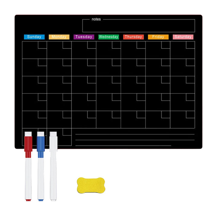 Magnetischer Kühlschrankplaner | Whiteboard-Set mit Monatsplaner, Wochenplaner, Notiztafel und 6 Markern
