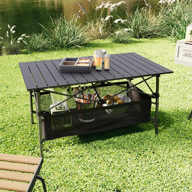 Camping-Klapptisch 95 × 55 cm aus Karbonstahl | Rollbare Tischplatte &amp; Tragetasche | Werkzeuglos aufgebaut, stabil &amp; wetterfest