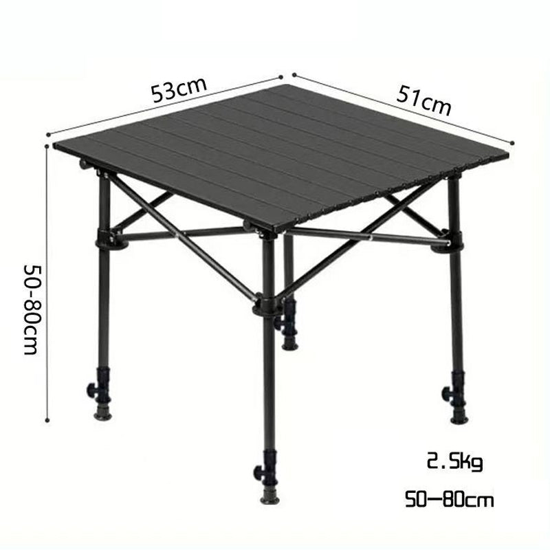 Camping-Klapptisch 95 × 55 cm aus Karbonstahl | Rollbare Tischplatte &amp; Tragetasche | Werkzeuglos aufgebaut, stabil &amp; wetterfest