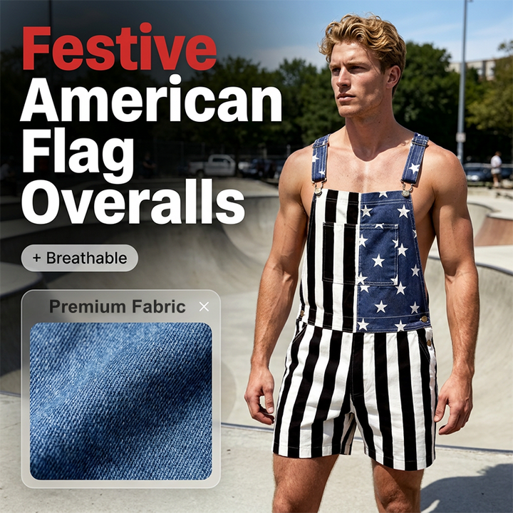 Herren Denim Latzshorts | Jeans-Overall mit verstellbaren Trägern | Bequemer Sommer-Einteiler für Freizeit &amp; Urlaub