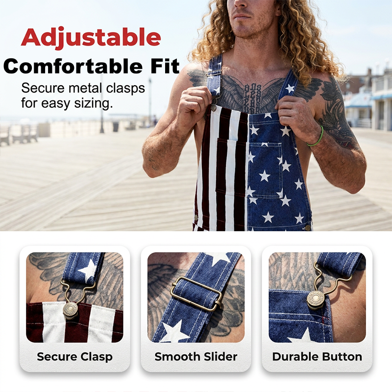 Herren Denim Latzshorts | Jeans-Overall mit verstellbaren Trägern | Bequemer Sommer-Einteiler für Freizeit &amp; Urlaub