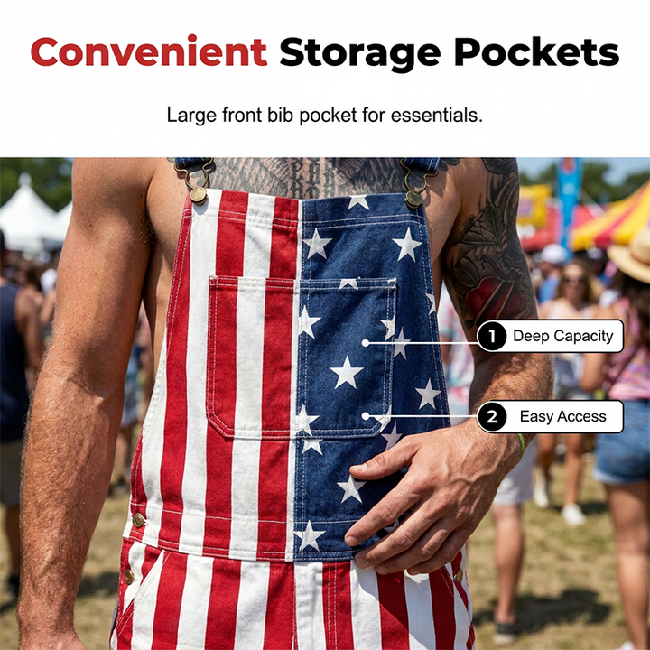 Herren Denim Latzshorts | Jeans-Overall mit verstellbaren Trägern | Bequemer Sommer-Einteiler für Freizeit &amp; Urlaub