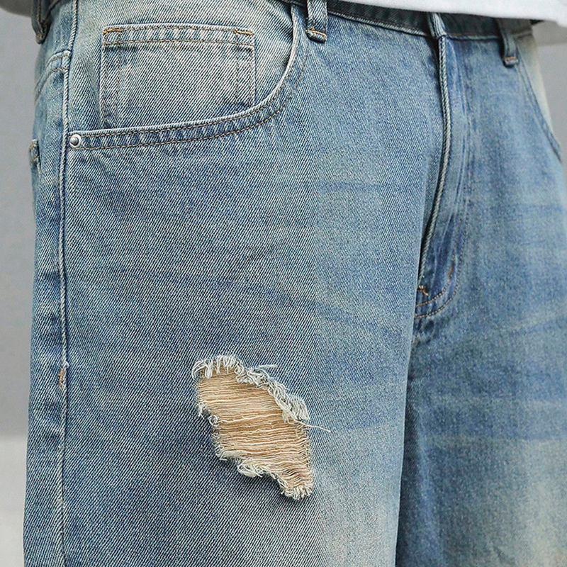 Herren Ripped Jeans in Übergröße | Lockere Straight-Leg-Jeans mit Used-Effekt &amp; weitem Schnitt für Alltag &amp; Streetwear
