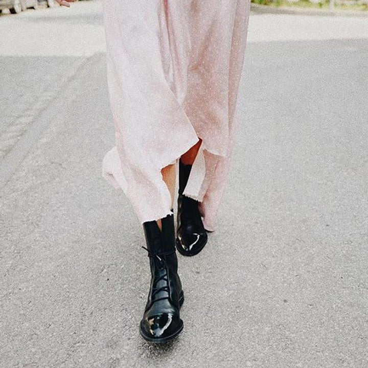 Damen Stiefeletten aus Kunstleder | Vintage Schnürboots mit rutschfester Gummisohle, herausnehmbarer Innensohle und Baumwollfutter
