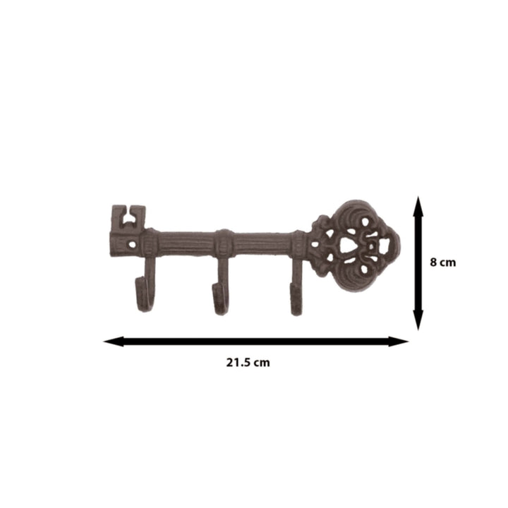 Schlüsselhalter Wandhaken aus Gusseisen | Vintage Schlüssel-Design mit 3 Haken | Antik-Look Garderobenhaken für Flur &amp; Zuhause