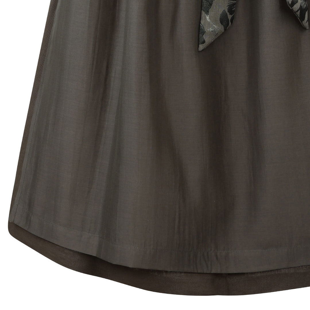 Damen Dirndl Olivgrün | Midi Trachtenkleid mit Froschmaulrüschen-Borte, Reißverschluss und 70 cm Rocklänge