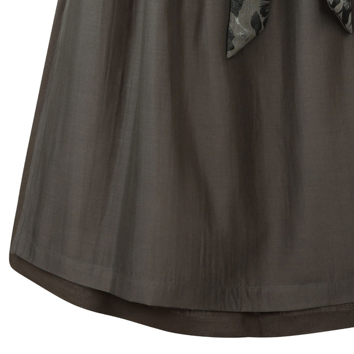 Damen Dirndl Olivgrün | Midi Trachtenkleid mit Froschmaulrüschen-Borte, Reißverschluss und 70 cm Rocklänge