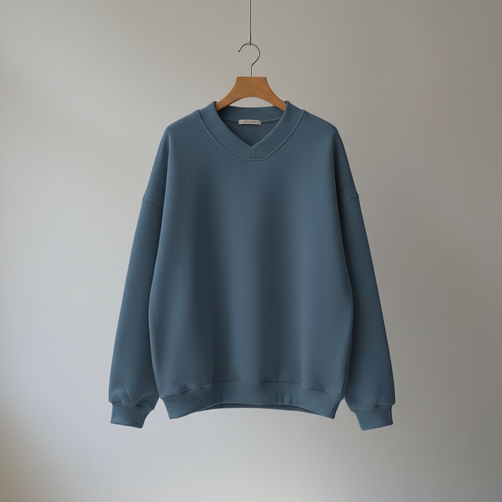 Damen Oversize Pullover mit V-Ausschnitt | Weicher, leichter Strickpullover mit lockerer Passform und gerippten Bündchen