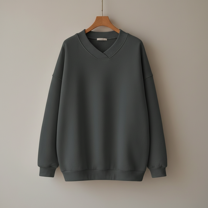 Damen Oversize Pullover mit V-Ausschnitt | Weicher, leichter Strickpullover mit lockerer Passform und gerippten Bündchen