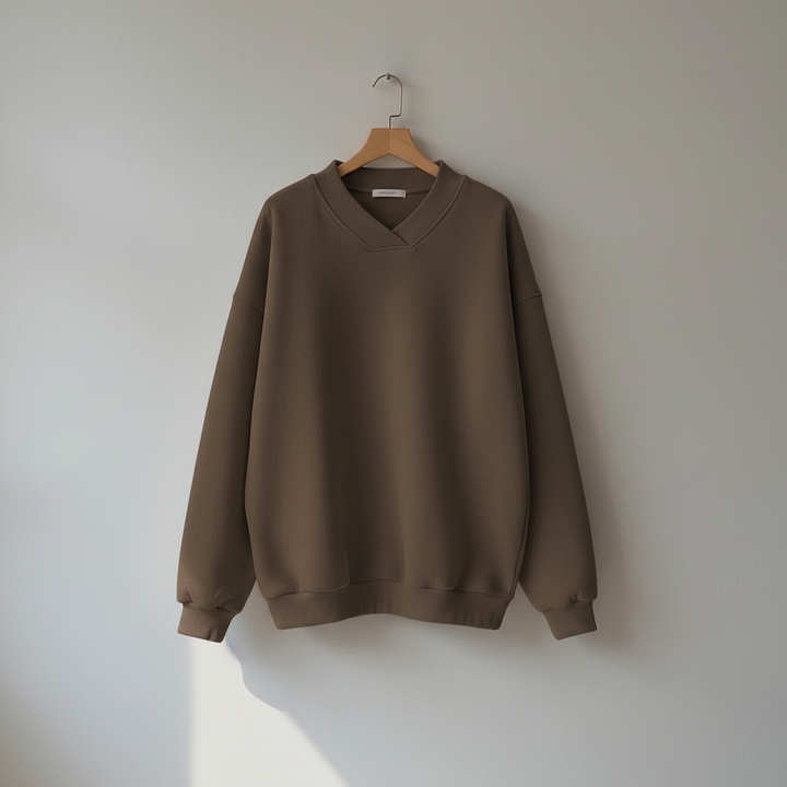 Damen Oversize Pullover mit V-Ausschnitt | Weicher, leichter Strickpullover mit lockerer Passform und gerippten Bündchen