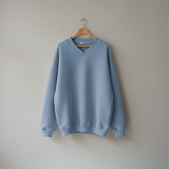 Damen Oversize Pullover mit V-Ausschnitt | Weicher, leichter Strickpullover mit lockerer Passform und gerippten Bündchen