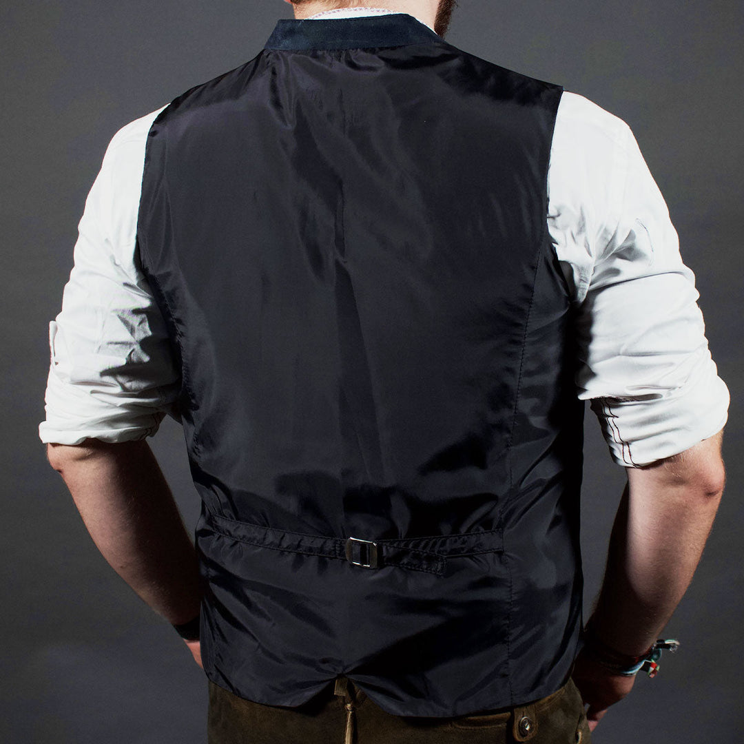Herren Trachtenweste Blau | Elegante Weste mit Brusttasche, Seitentaschen und klassischer Passform