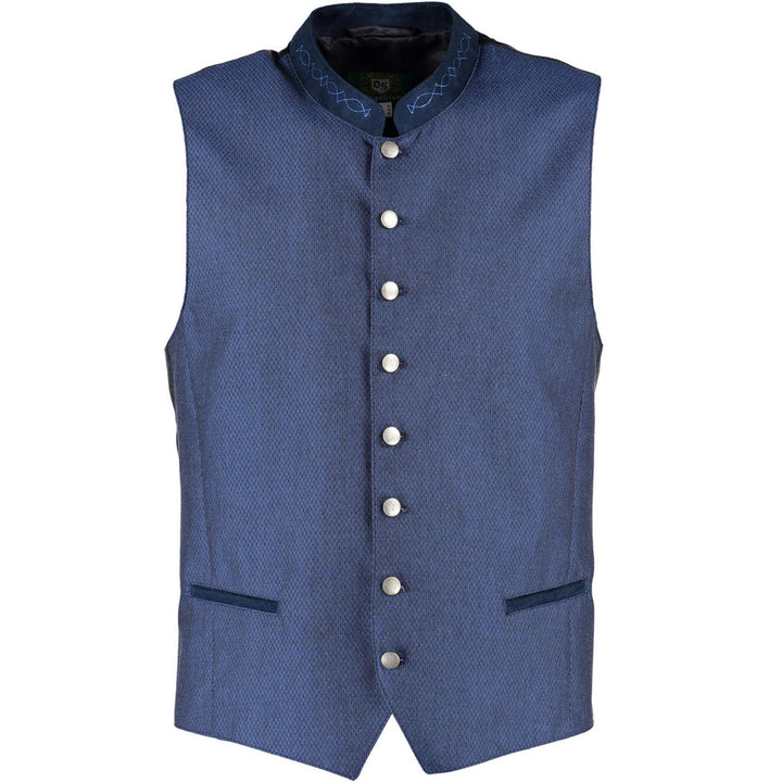 Herren Trachtenweste Blau | Elegante Weste mit Brusttasche, Seitentaschen und klassischer Passform