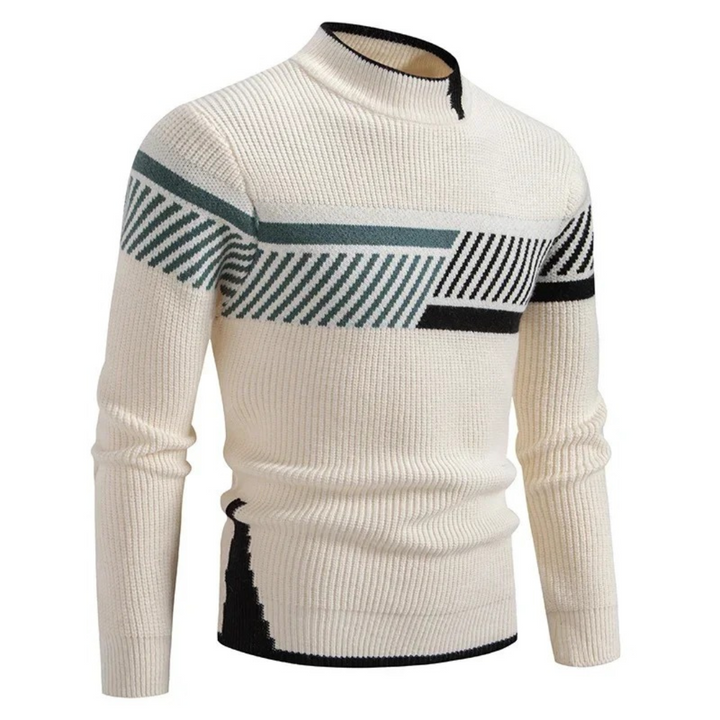 Herren Pullover mit geometrischem Muster | Langarm-Strickpullover mit lockerer Passform für Freizeit, Büro und Alltag