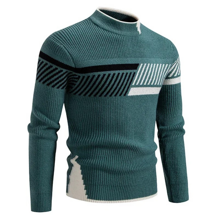 Herren Pullover mit geometrischem Muster | Langarm-Strickpullover mit lockerer Passform für Freizeit, Büro und Alltag