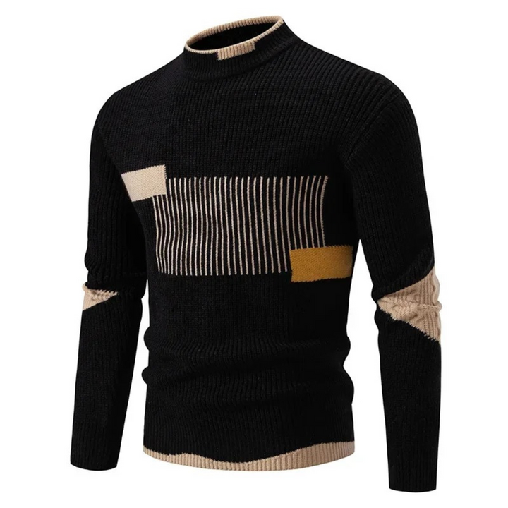 Herren Pullover mit geometrischem Muster | Langarm-Strickpullover mit lockerer Passform für Freizeit, Büro und Alltag