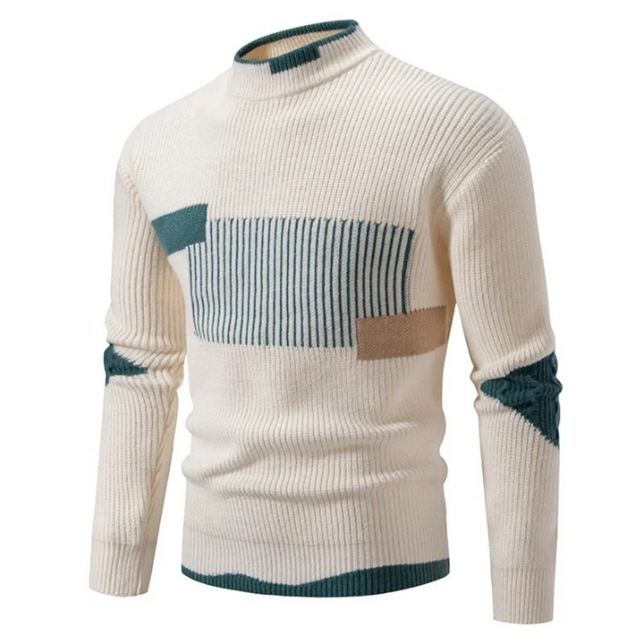 Herren Pullover mit geometrischem Muster | Langarm-Strickpullover mit lockerer Passform für Freizeit, Büro und Alltag