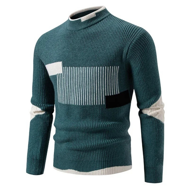 Herren Pullover mit geometrischem Muster | Langarm-Strickpullover mit lockerer Passform für Freizeit, Büro und Alltag