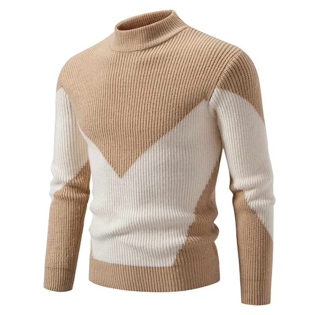 Herren Pullover mit geometrischem Muster | Langarm-Strickpullover mit lockerer Passform für Freizeit, Büro und Alltag