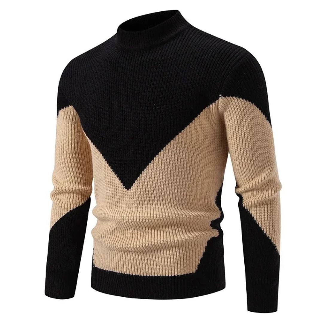 Herren Pullover mit geometrischem Muster | Langarm-Strickpullover mit lockerer Passform für Freizeit, Büro und Alltag