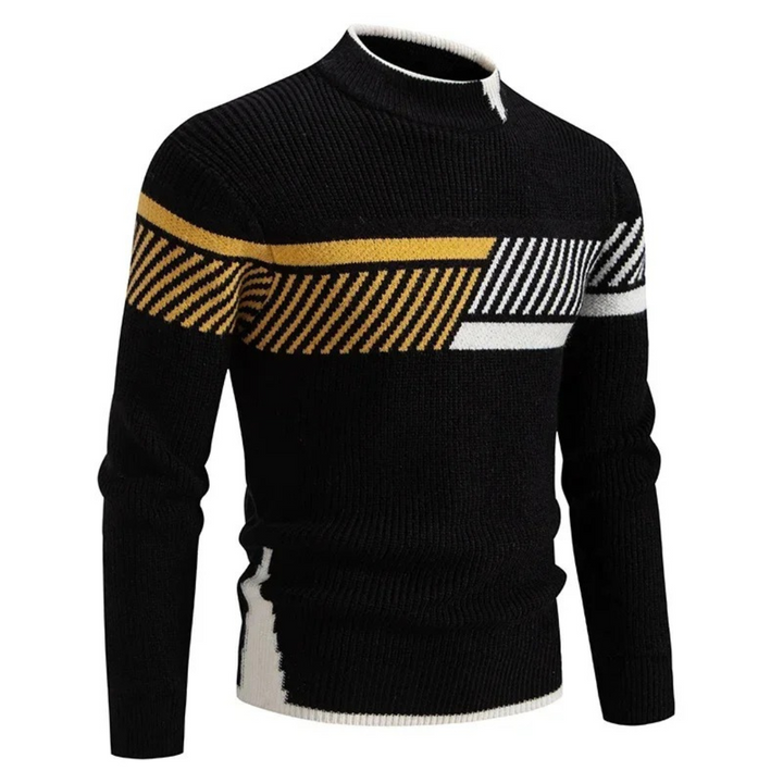 Herren Pullover mit geometrischem Muster | Langarm-Strickpullover mit lockerer Passform für Freizeit, Büro und Alltag