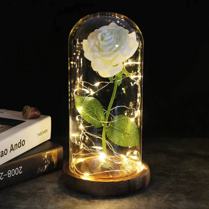 Lampada Rosa Galassia per sempre | Rosa eterna in cupola di vetro | Lampada decorativa a LED | Simbolo di amore e bellezza senza tempo