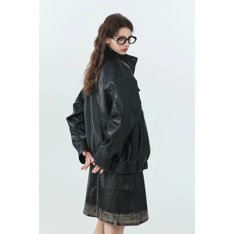 Damen Übergangsjacke mit hohem Kragen | Lockere Jacke mit 4 Taschen, verdecktem Reißverschluss und elastischem Saum