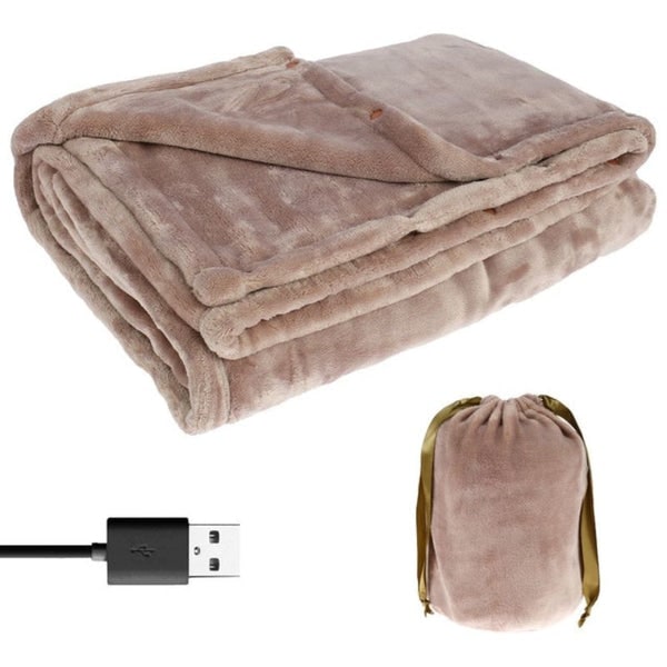 USB Wärmedecke 160 × 85 cm mit weicher Fleece-Oberfläche | Faltbare Heizdecke mit USB-A-Anschluss und Aufbewahrungstasche