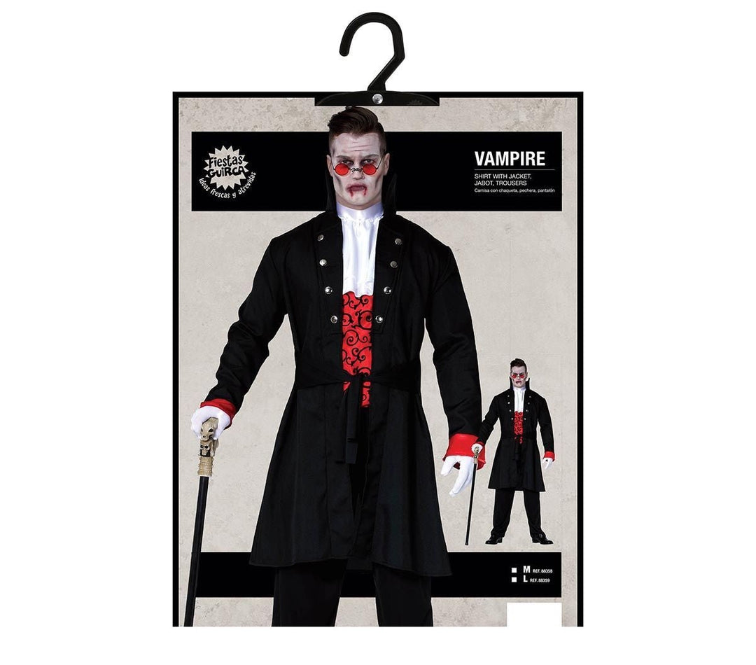 Vampir Kostüm Herren | Halloween-Kostüm mit Hemd, Weste, Jabot und Hose für Halloween- und Mottopartys